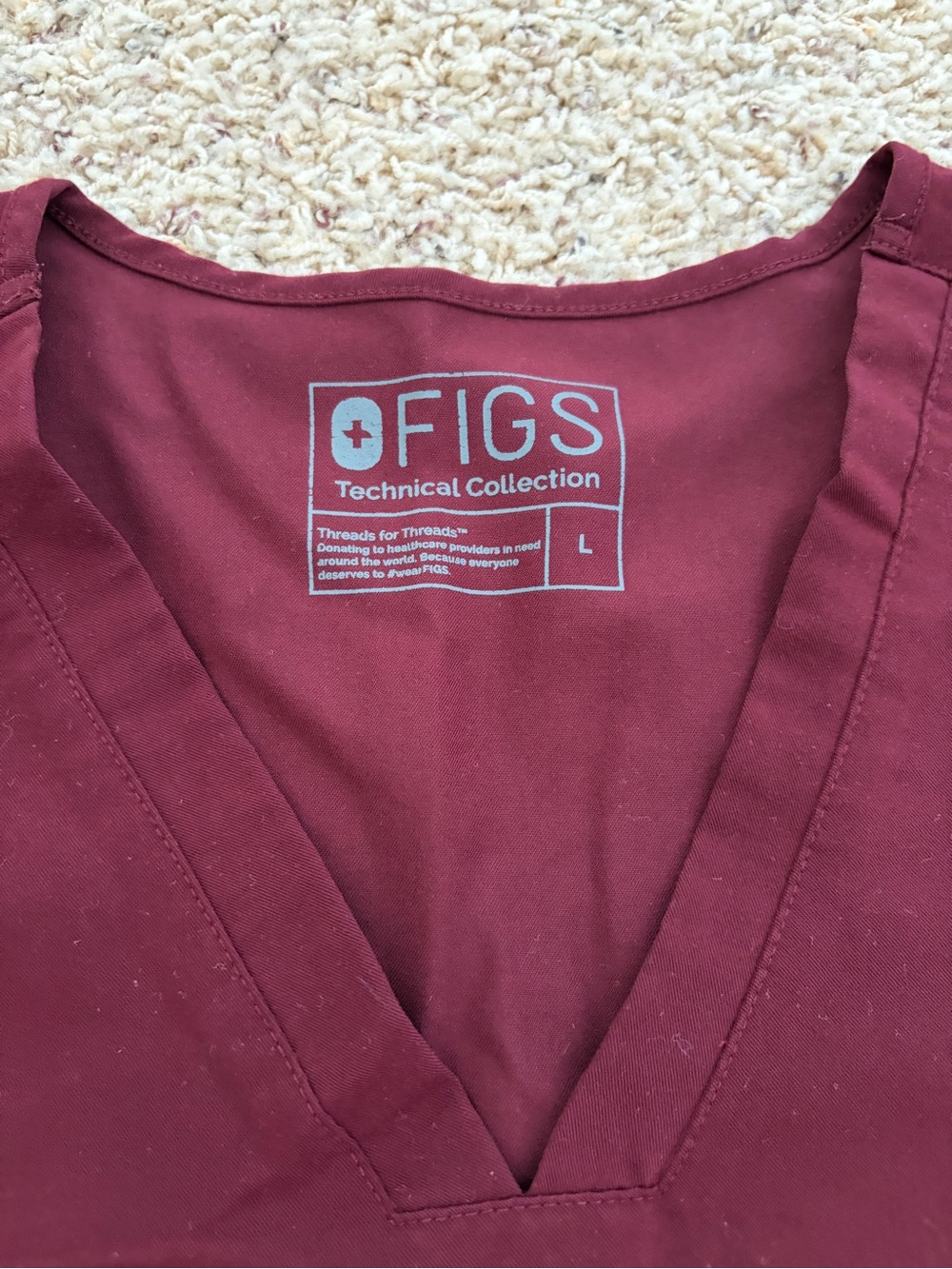 Figs Casma scrub top, large, burgundy - Picture 2 of 4